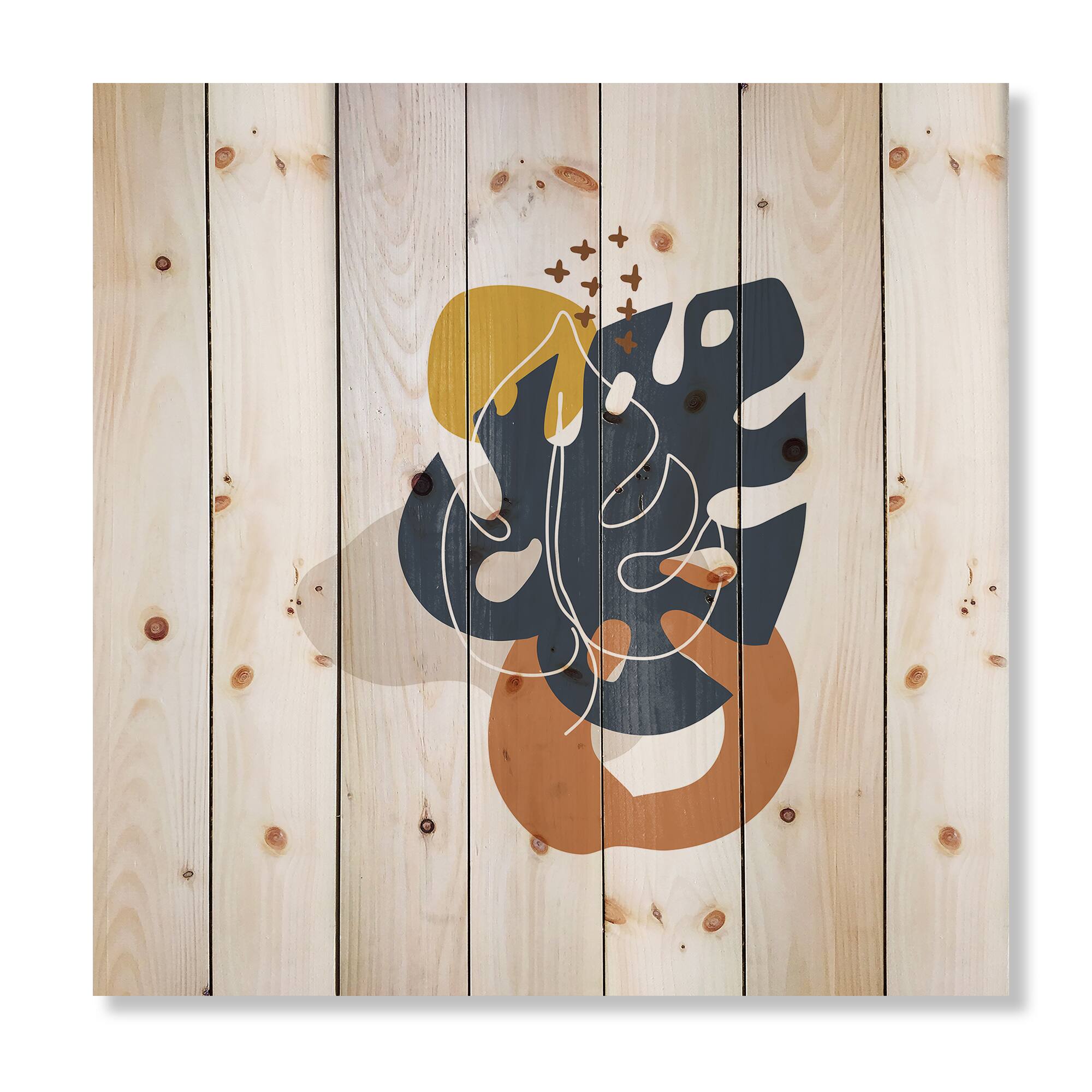 Designart - Abstract Flowers On Minimal Shapes IX